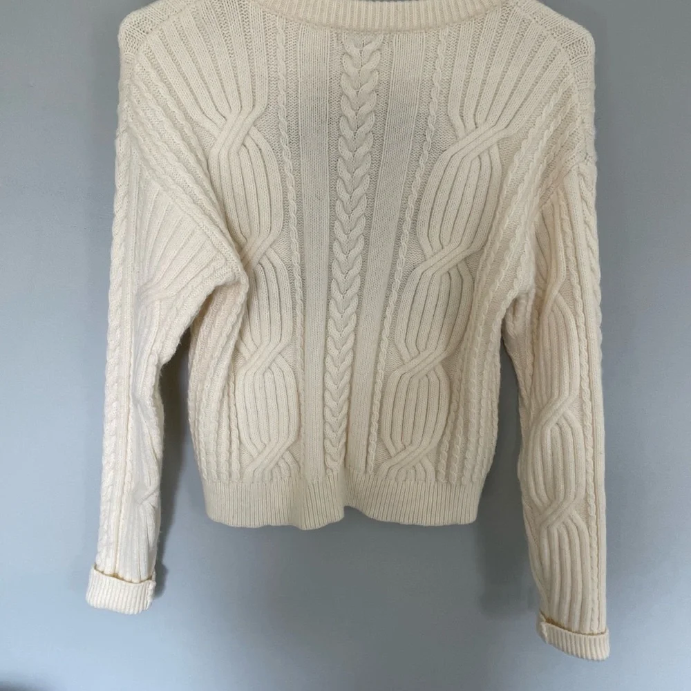 Cream and Black Crew Neck Sweater with Iconic Logo - Picture 3 of 4